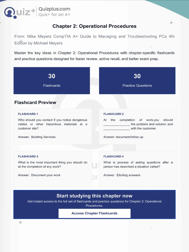 Flashcards for Chapter 2 Operational Procedures | PDF