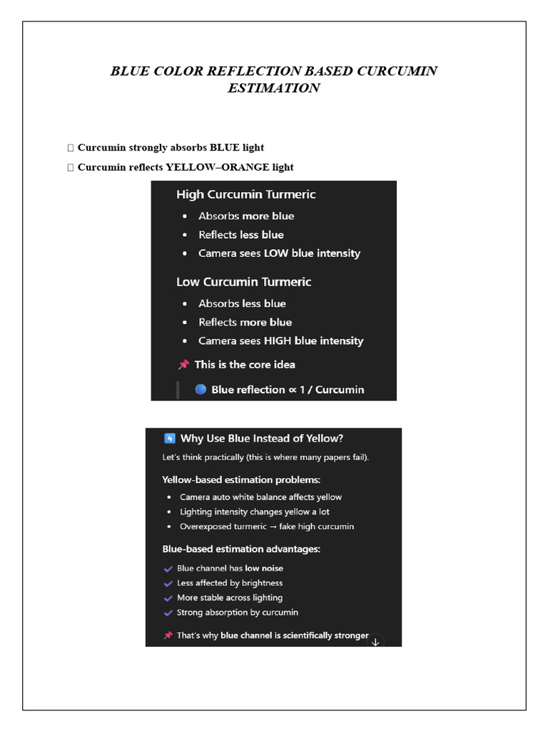 Blue Color Reflection Based Curcumin Estimation | PDF | Digital Signal ...