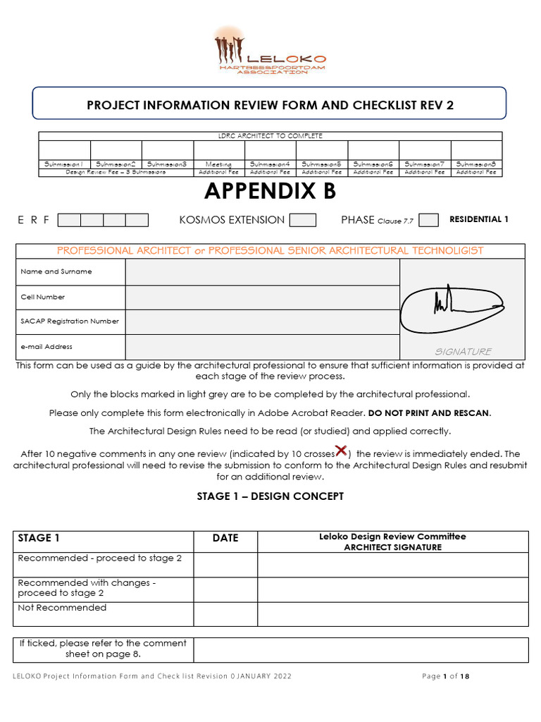 APPENDIX B - Project Information and Checklist 2022 REV 2 | PDF ...