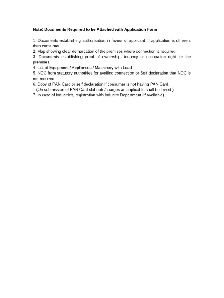Documents Required Note | PDF