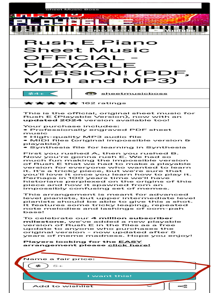 Rush e Piano Sheet Music Official - Playable Version! (PDF, Midi and ...