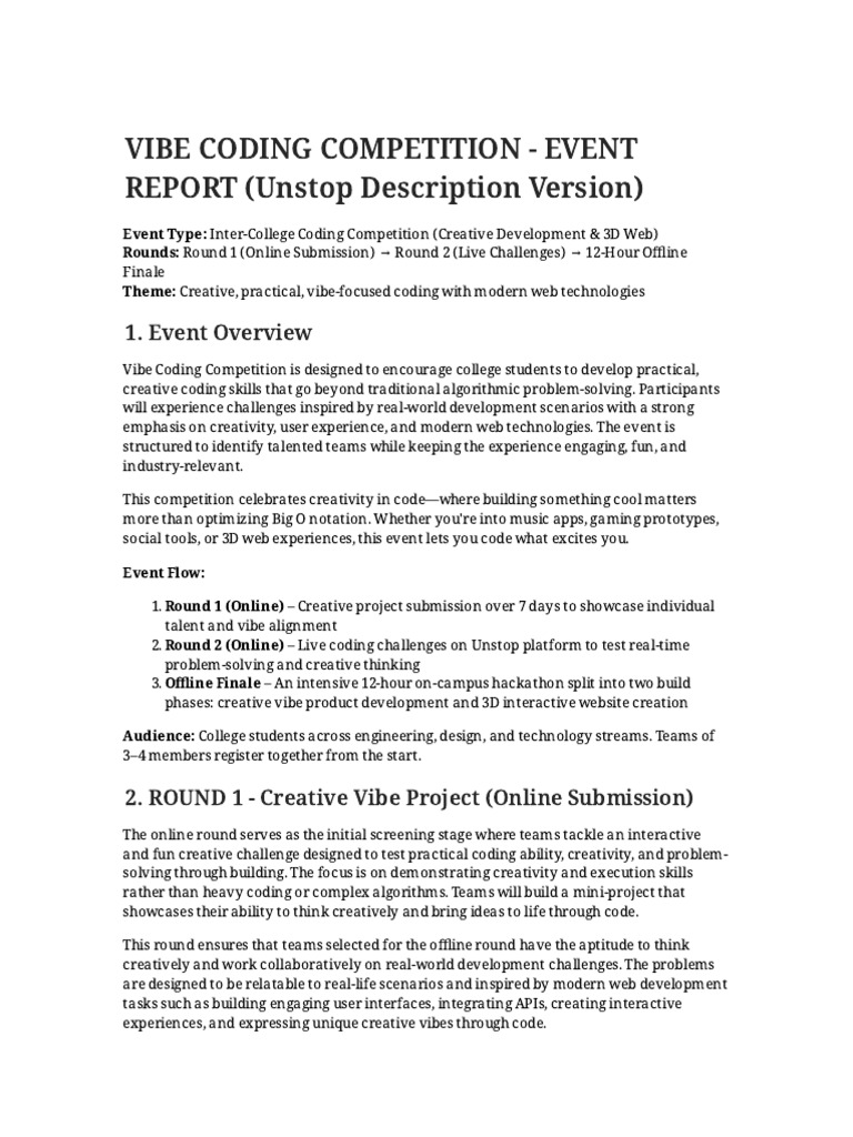 Vibe Coding Competition (1) | PDF | Creativity | Computer Programming