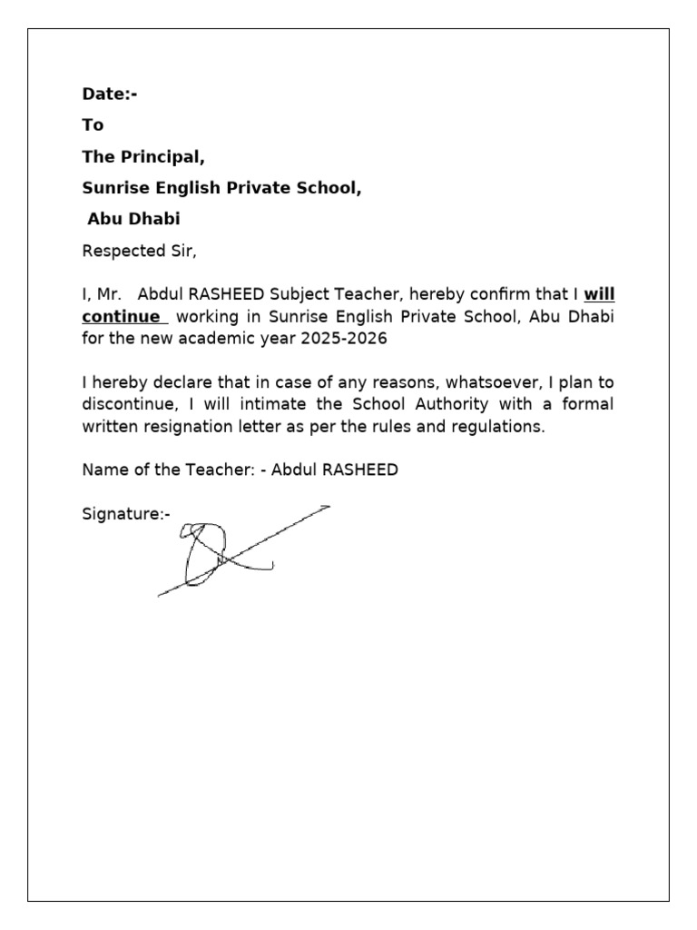 Continuation Letter 2025 | PDF