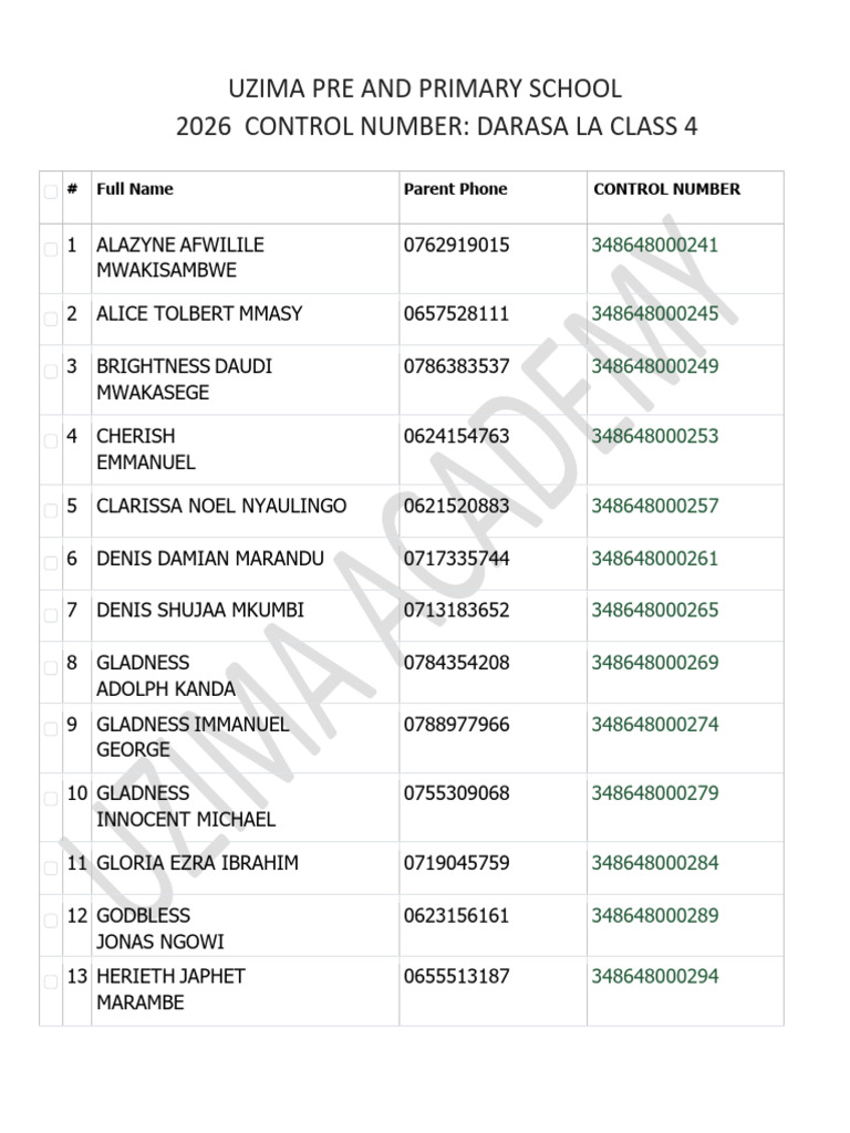 Class 4 - Control Numbers | PDF