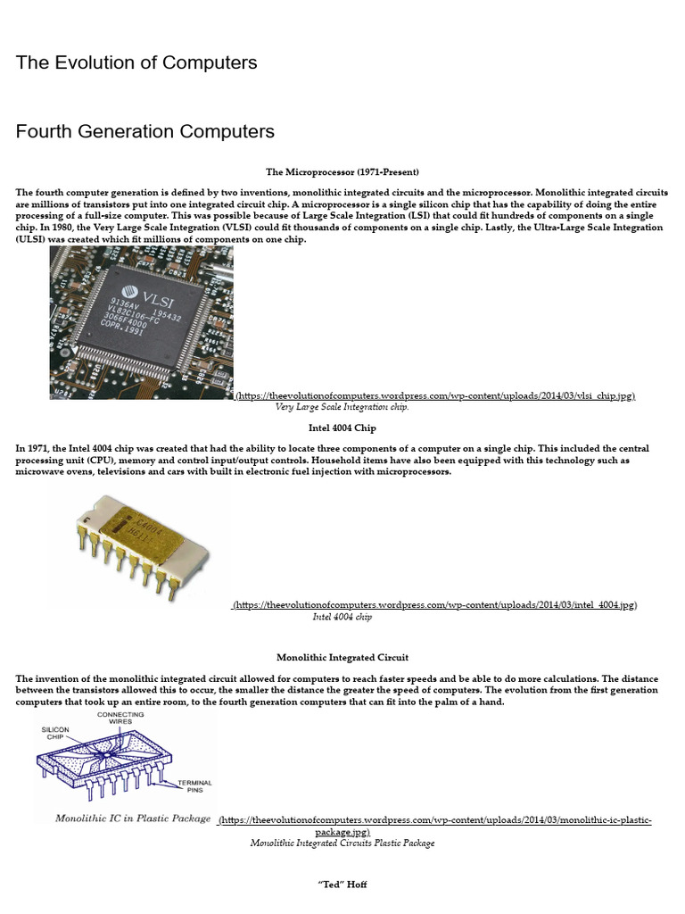 Fourth Generation Computers _ the Evolution of Computers | PDF ...