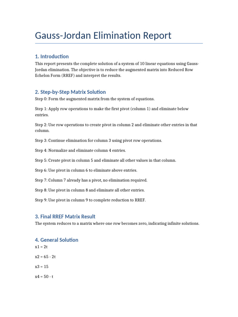 Gauss Jordan Formal Report | PDF