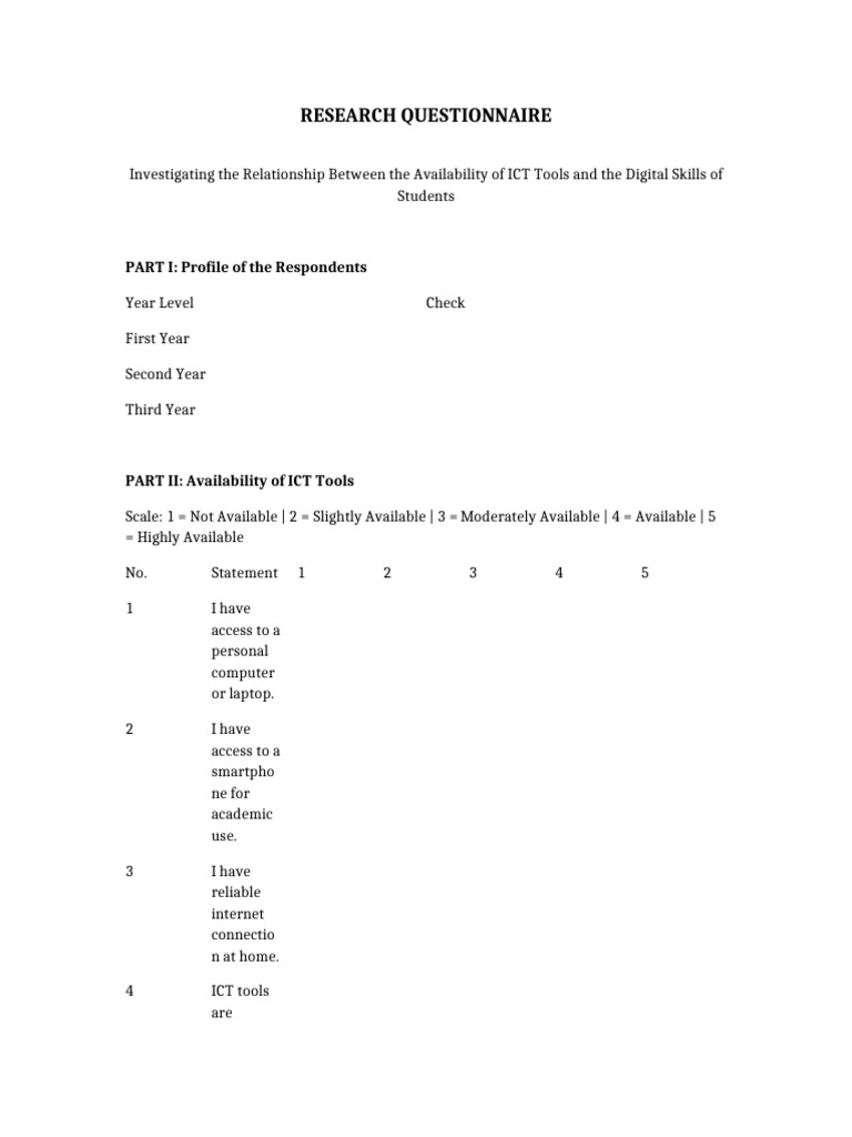 ICT Questionnaire | PDF | Information And Communications Technology ...