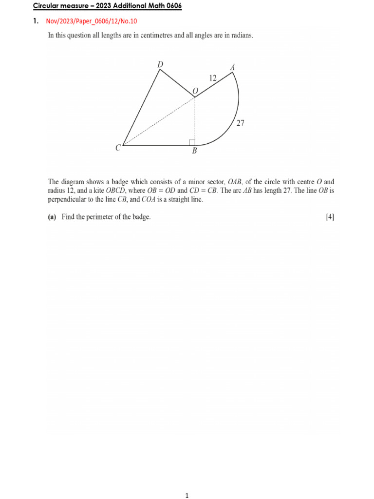 2023 Circular Measure Add Math 0606 (1) | PDF