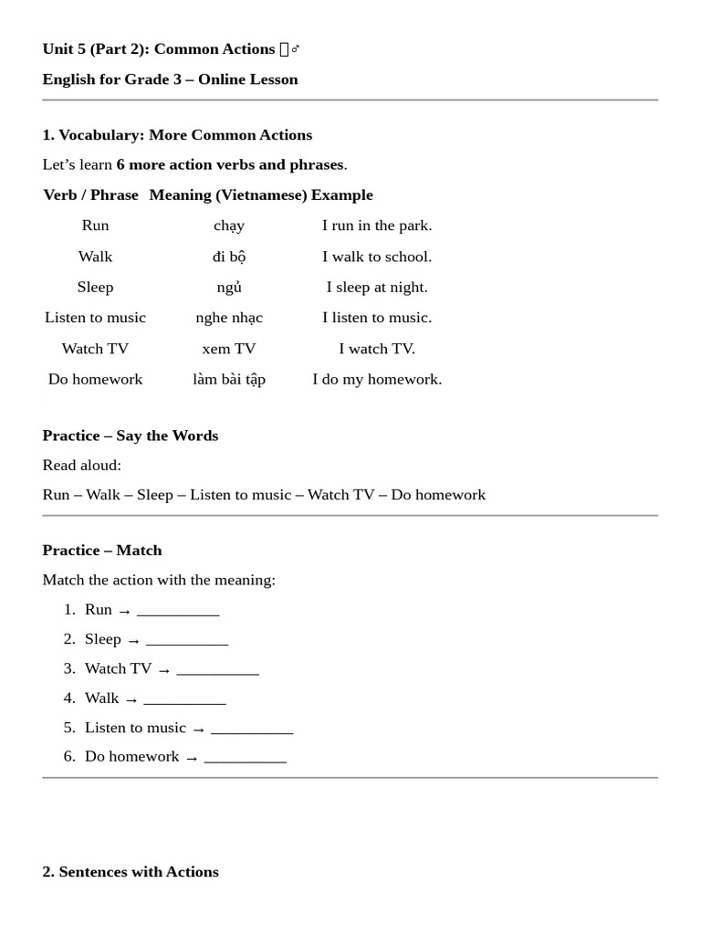Unit 5 (Part 2) Common Actions | PDF | Language Mechanics | Languages
