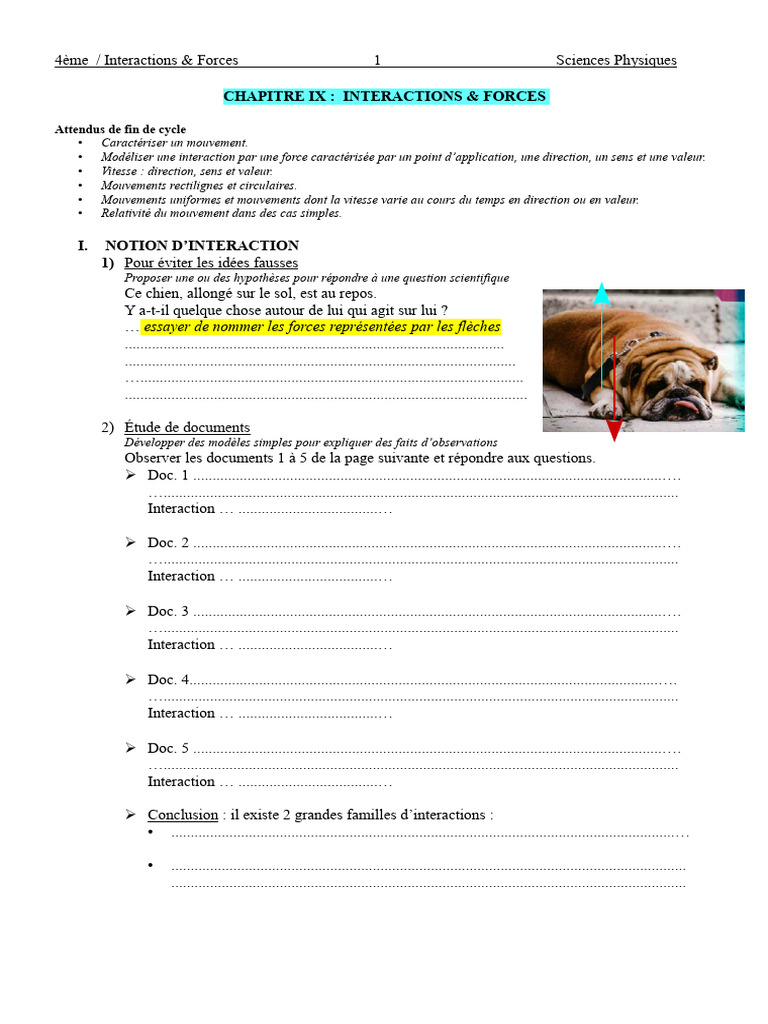 1-fiche-exer-force-4eme | PDF | Obliger | Physique