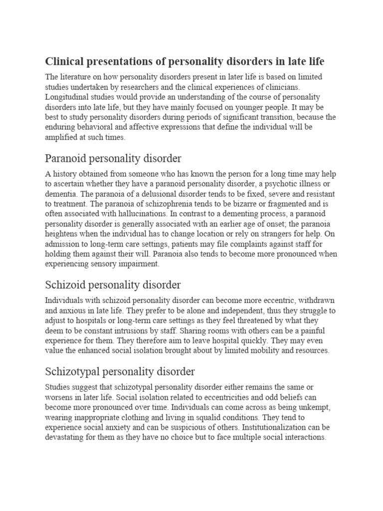 Personality Disorders in Older Adults | PDF | Personality Disorder ...