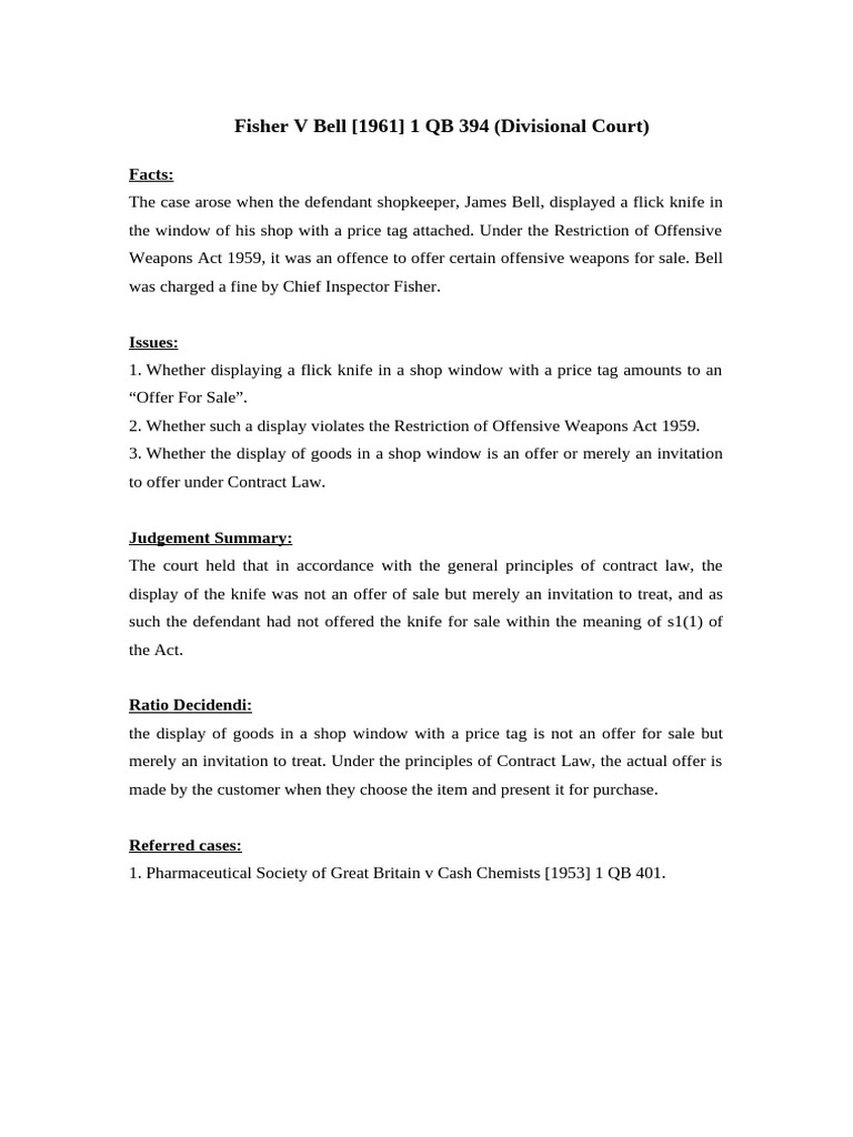 Fisher v Bell | PDF