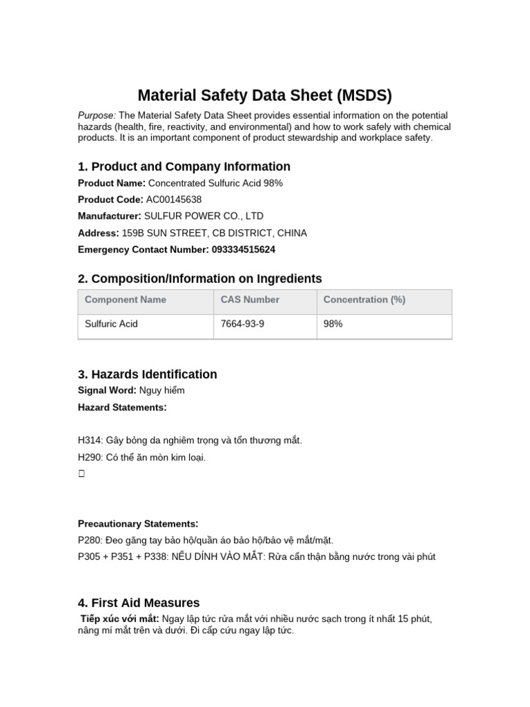 Material Safety Data Sheet Msds | PDF