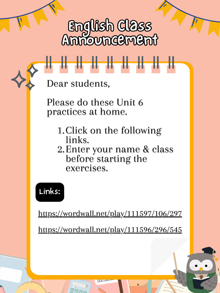 English Class Announcement | PDF
