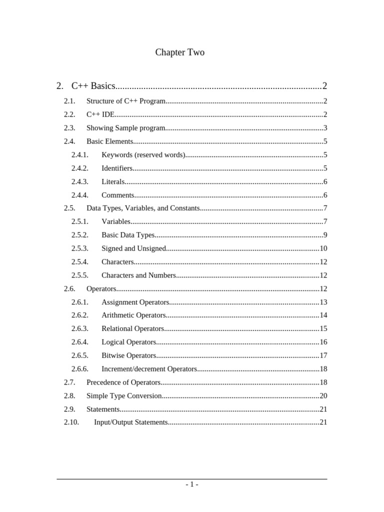 Chapter 2- C++ Basics | PDF | Computer Program | Programming