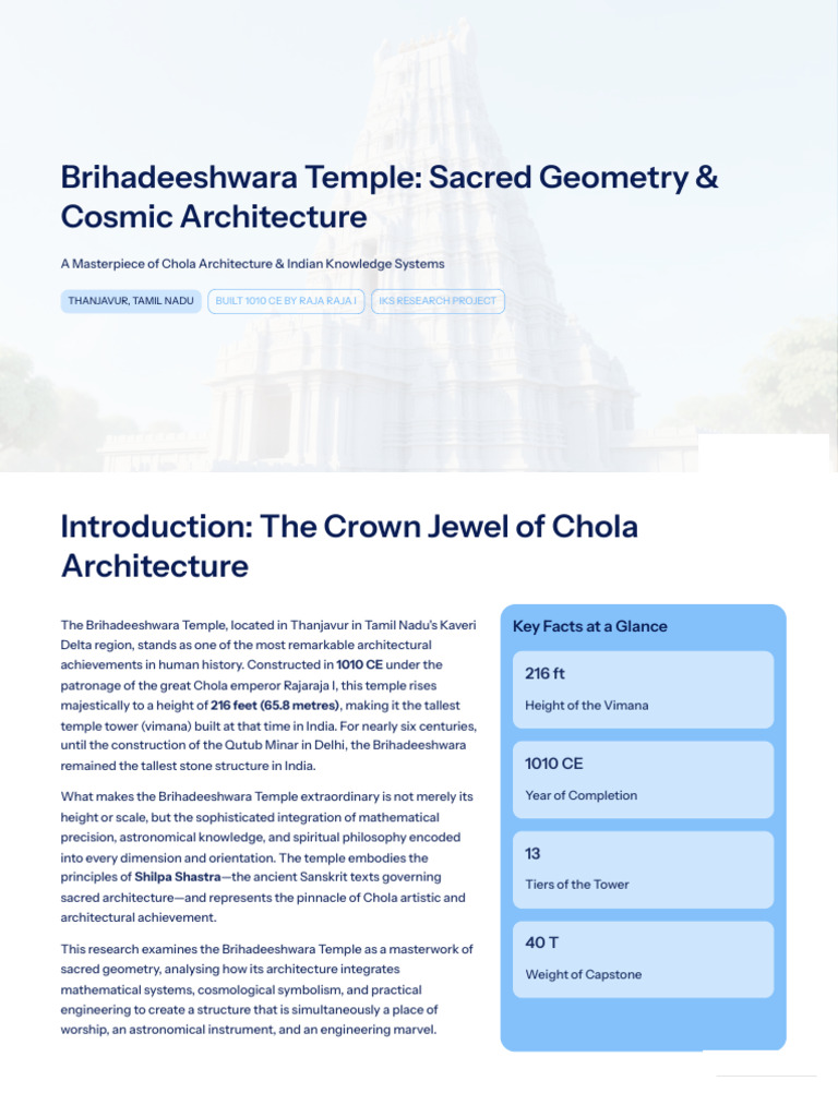 Brihadeeshwara Temple Sacred Geometry and Cosmic Architecture (1) (1 ...