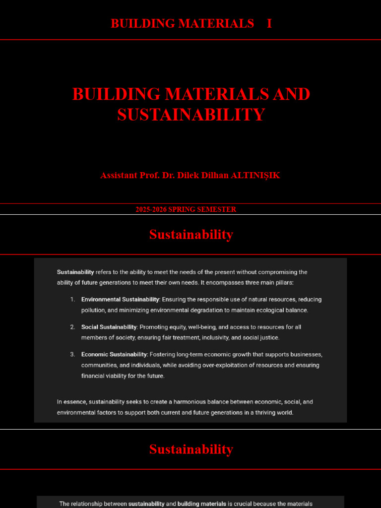 3 BUILDING MATERIALS AND SUSTAINABILITY_Building Materials I 2026 | PDF