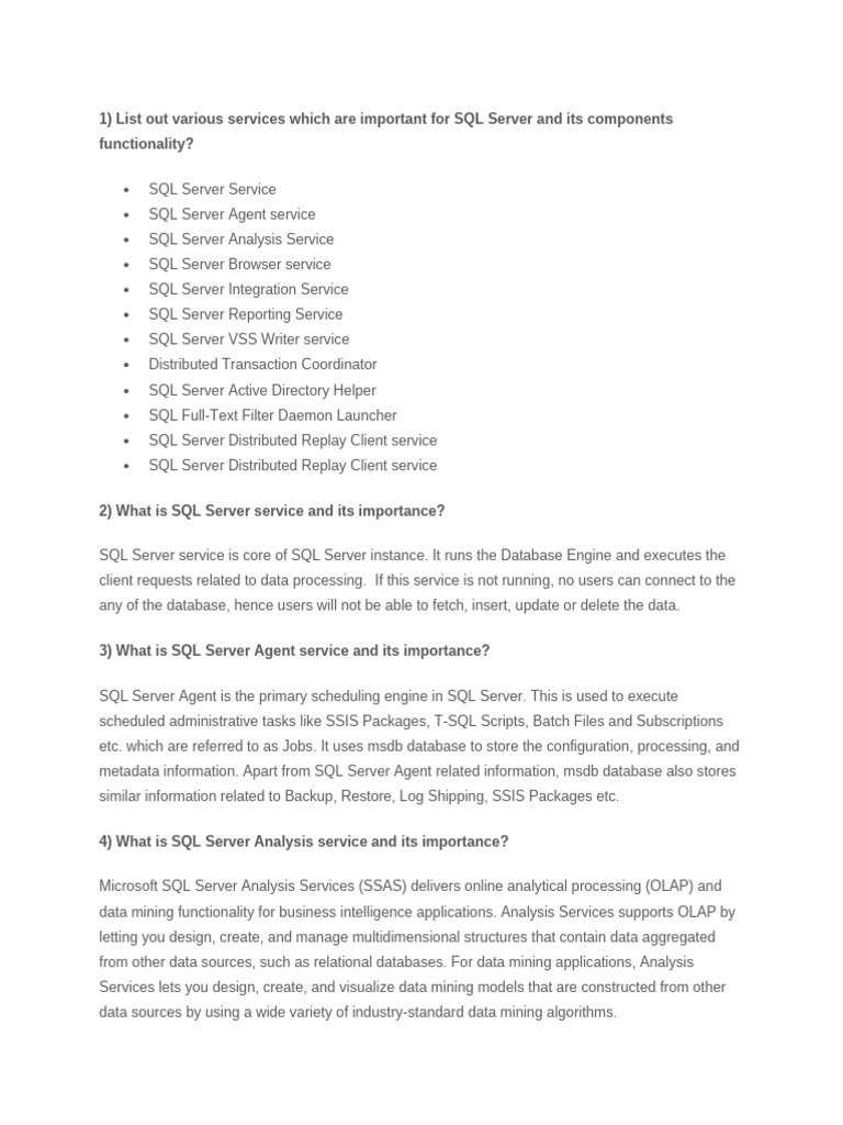 All About SQL Server Services | PDF | Microsoft Sql Server | Windows ...