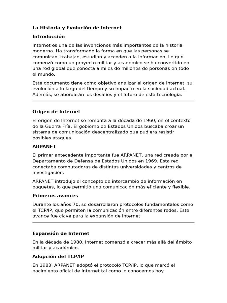 La Historia y Evolución de Internet | PDF | Internet | Internet de las ...