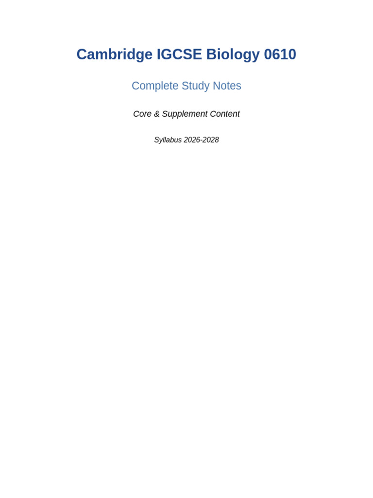IGCSE Biology Complete Notes | PDF | Dominance (Genetics) | Heart