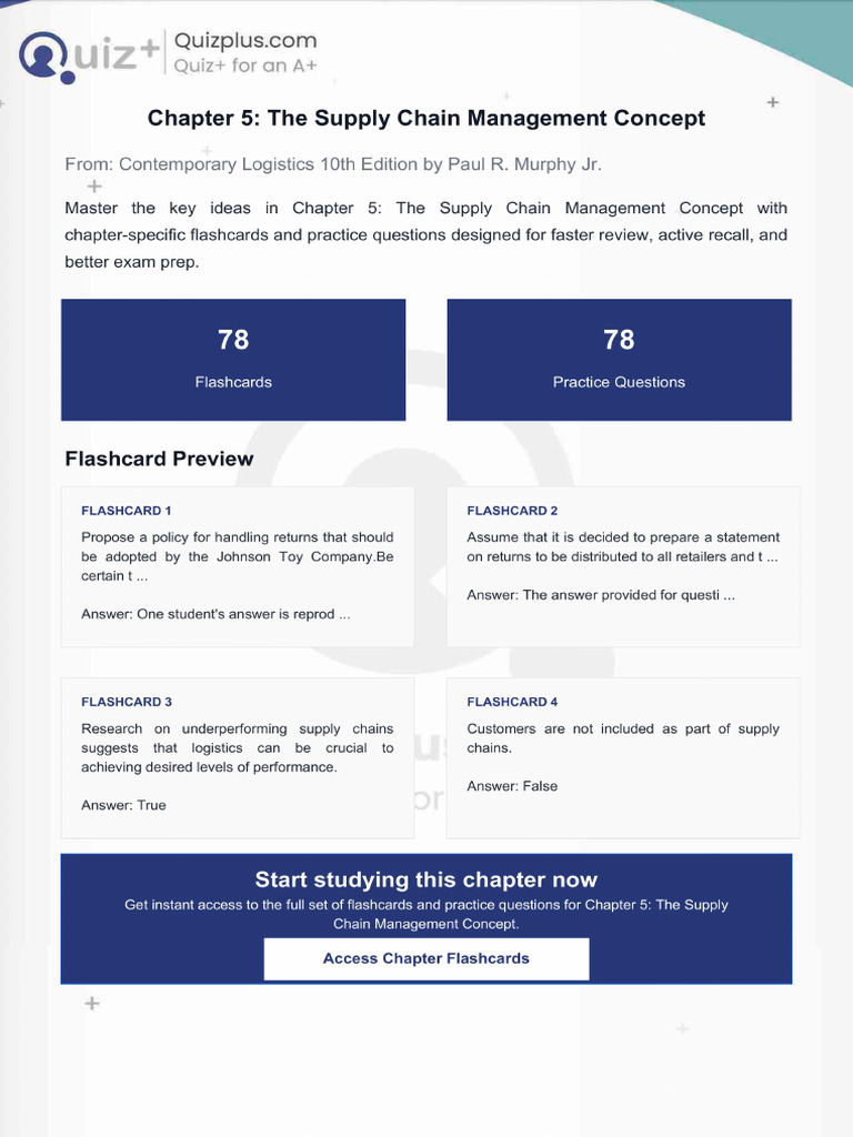 Flashcards for Chapter 5 the Supply Chain Management Concept | PDF