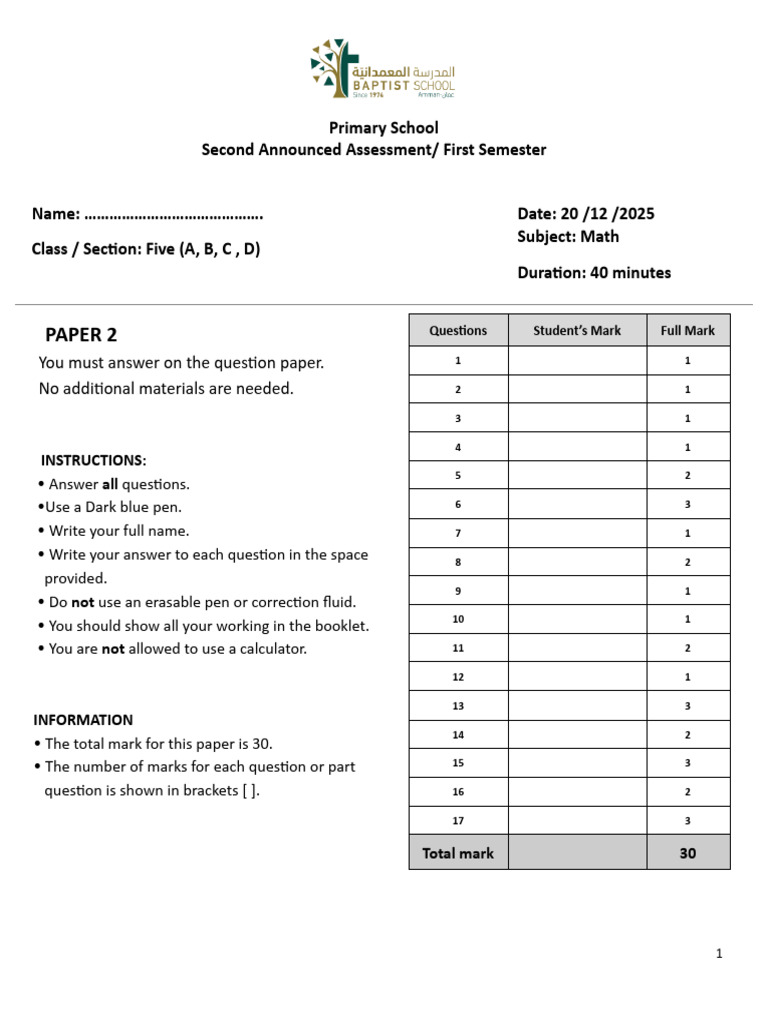Paper 2 G5_ Final Announced Assessment- December 2025-2026 - Google ...