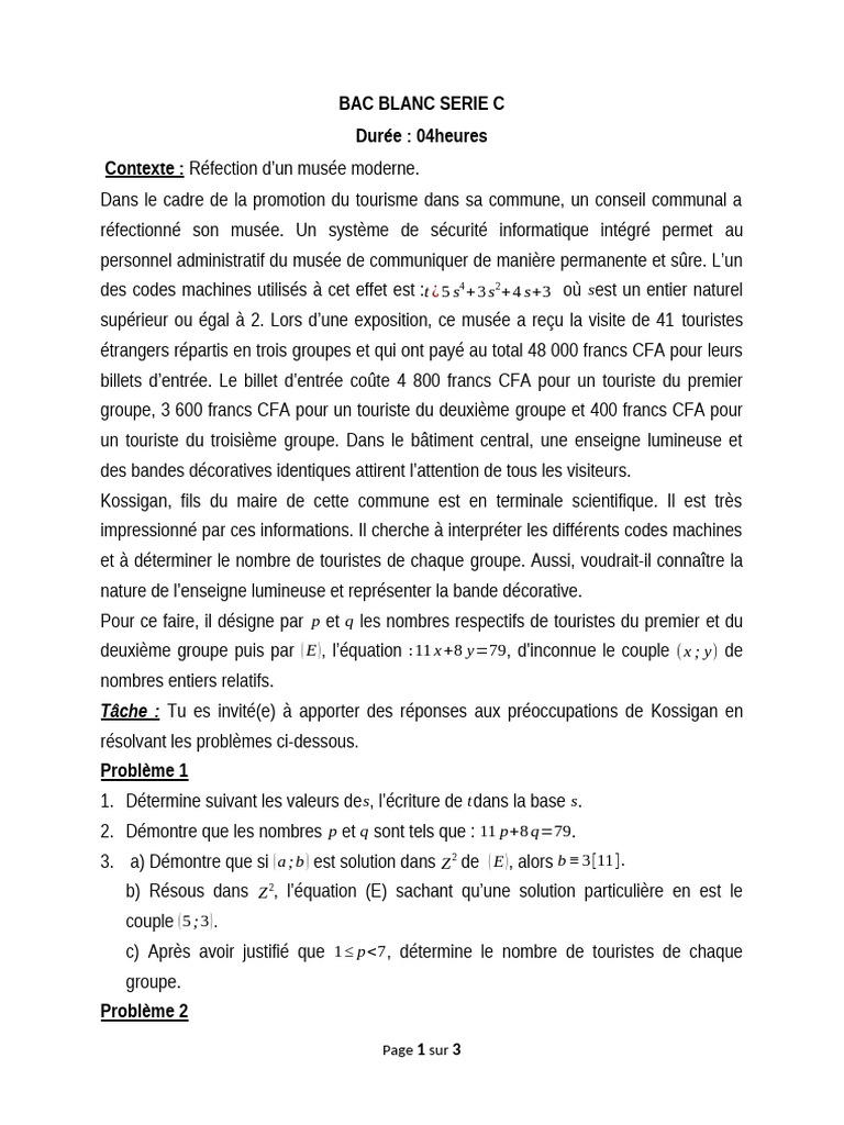 Eb Maths Serie C Mono 2026 | PDF