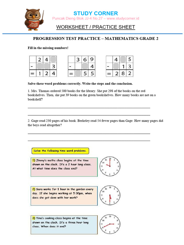 Progression Test Math P-2 Addition | PDF