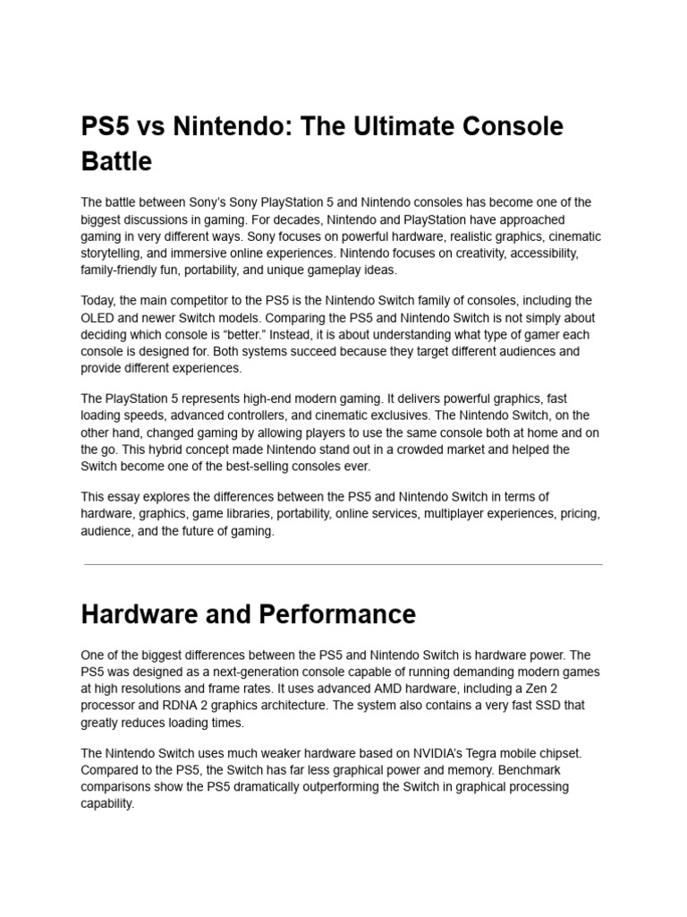 PS5 vs Nintendo_ the Ultimate Console Battle | PDF | Video Game ...
