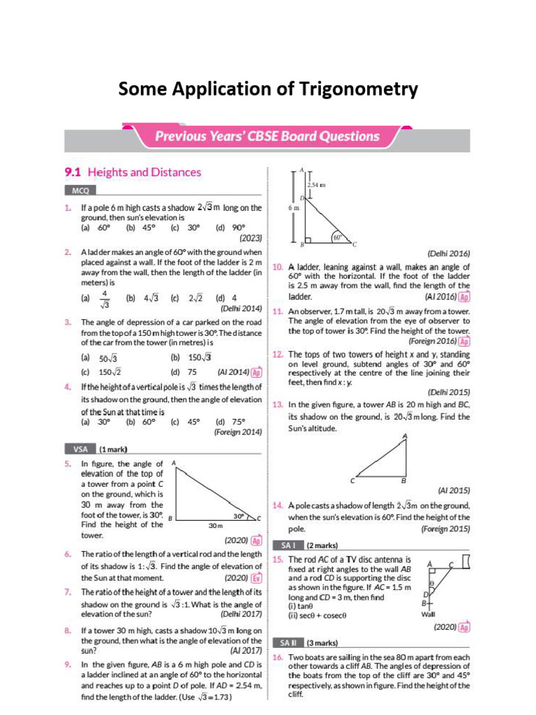 10 Application of Trigonometry | PDF
