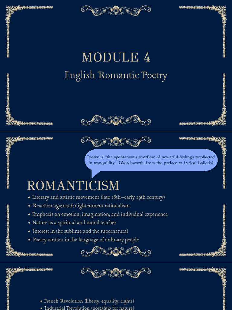 Module 4 - English Romantic Poet | PDF | Romanticism | Poetry