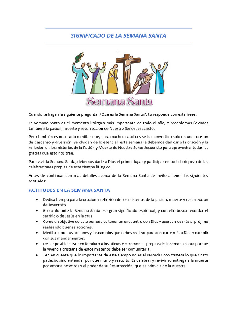 Significado de La Semana Santa | PDF | Pascua de Resurrección | Fiestas ...