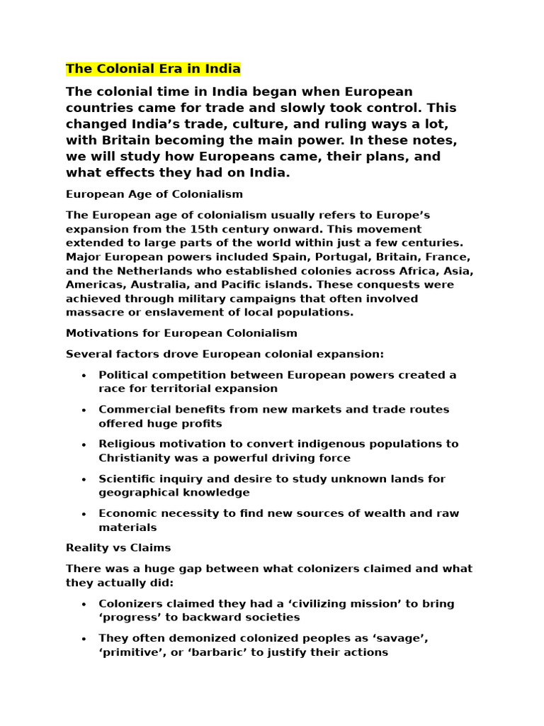 The Colonial Era in India | PDF | Famine | British Empire