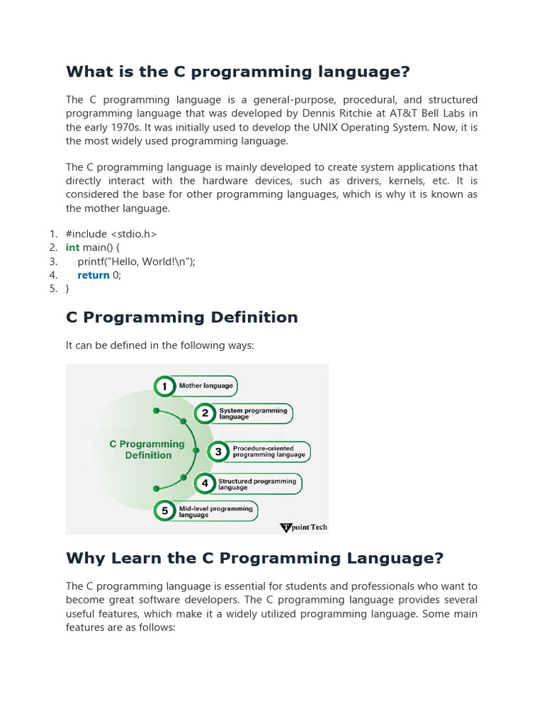 C Programming Language Notes 1 | PDF | C (Programming Language ...