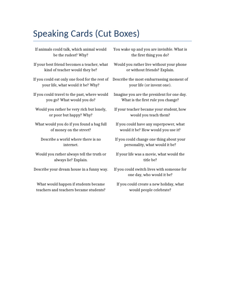 Speaking Cards Boxes | PDF