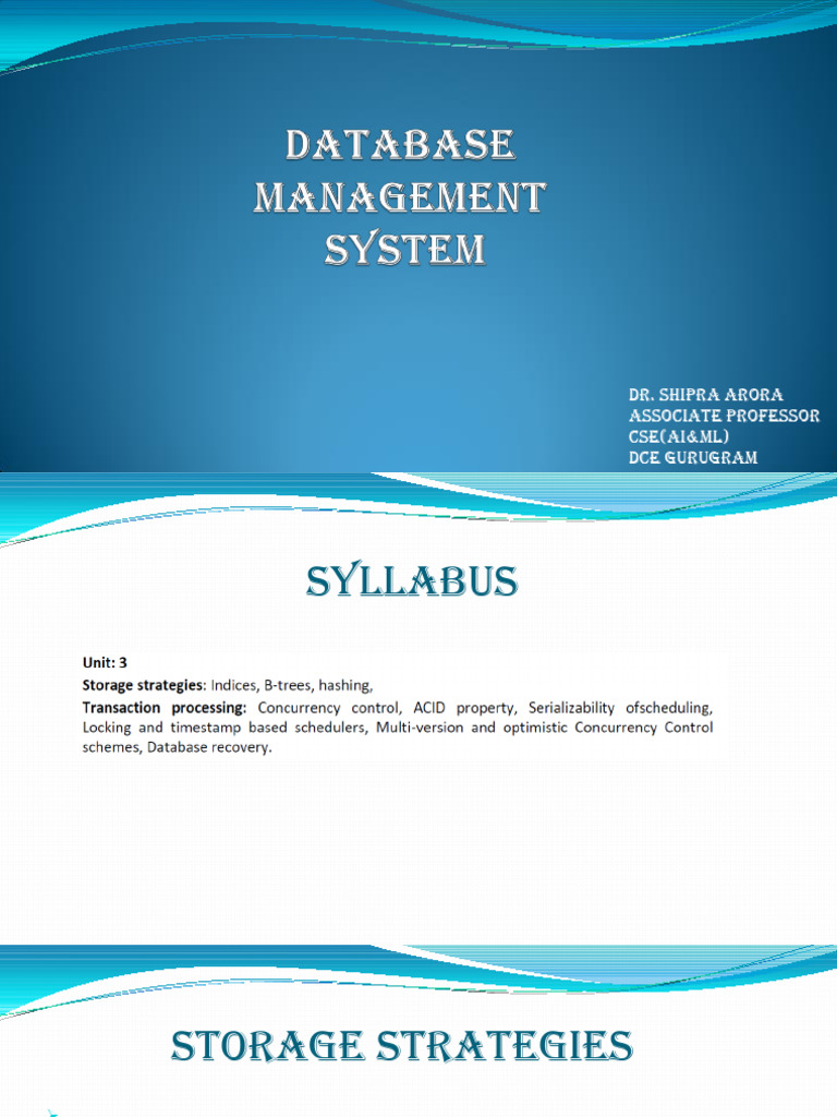 DBMS_Unit 3 | PDF | Database Index | Database Transaction