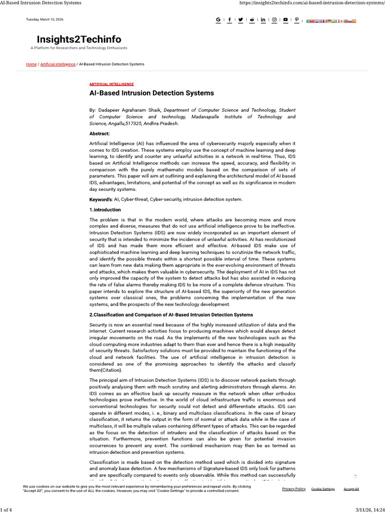 AI-Based Intrusion Detection Systems | PDF | Machine Learning | Support ...