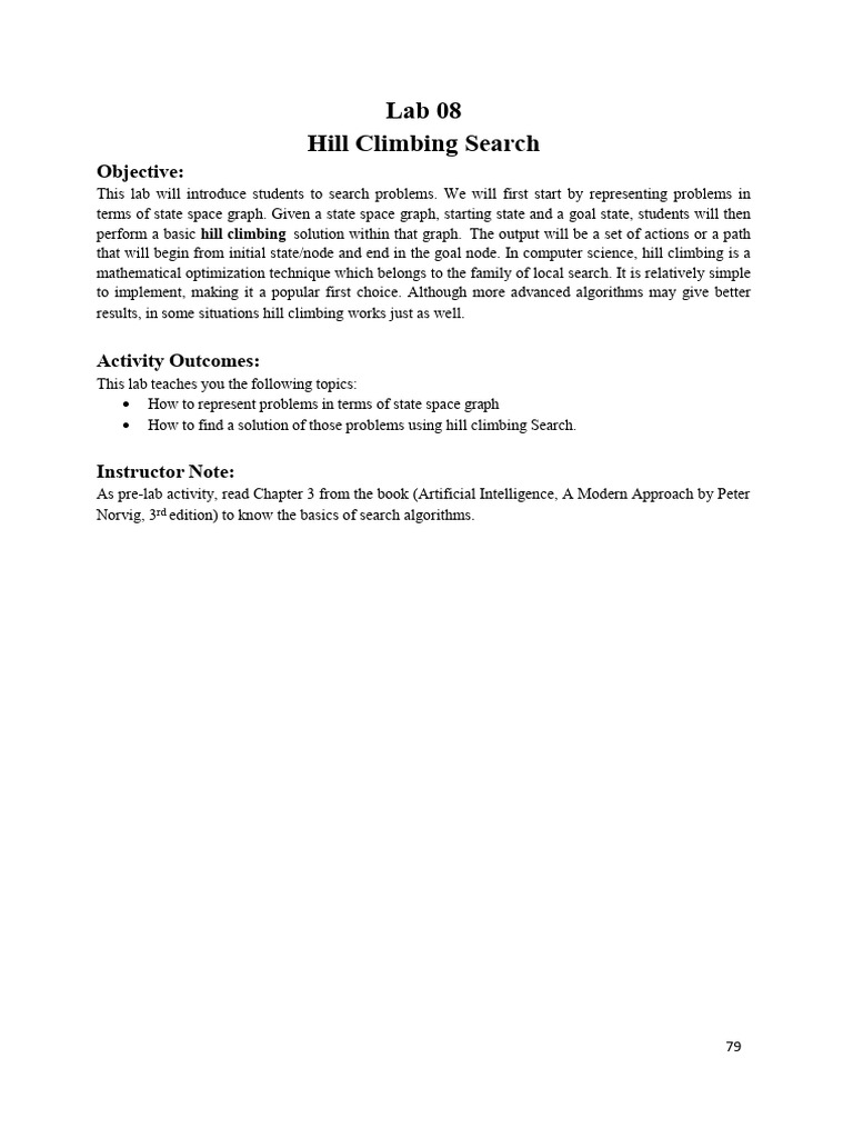 AI Lab Manual # 9 Hill Climbing | PDF | Mathematical Optimization ...