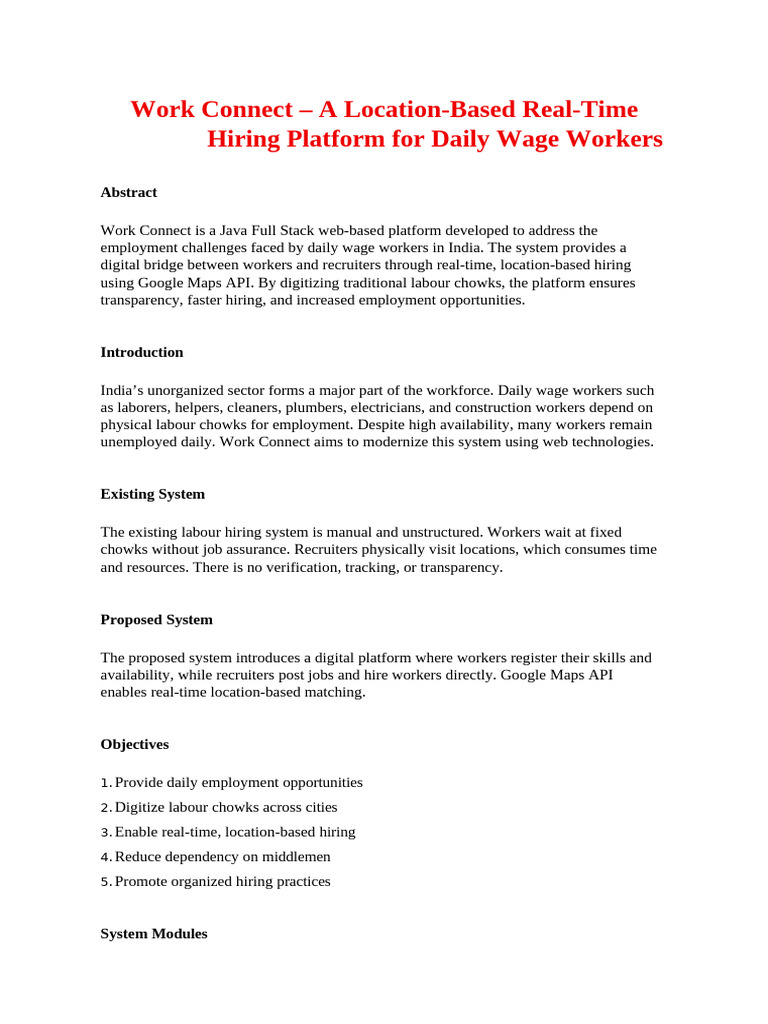WorkConnect Major Project | PDF | Computing | Software Engineering