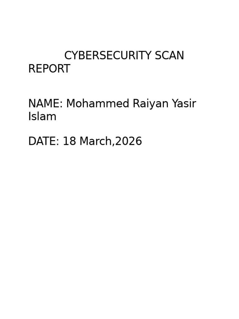 Cybersecurity Scan Report | PDF