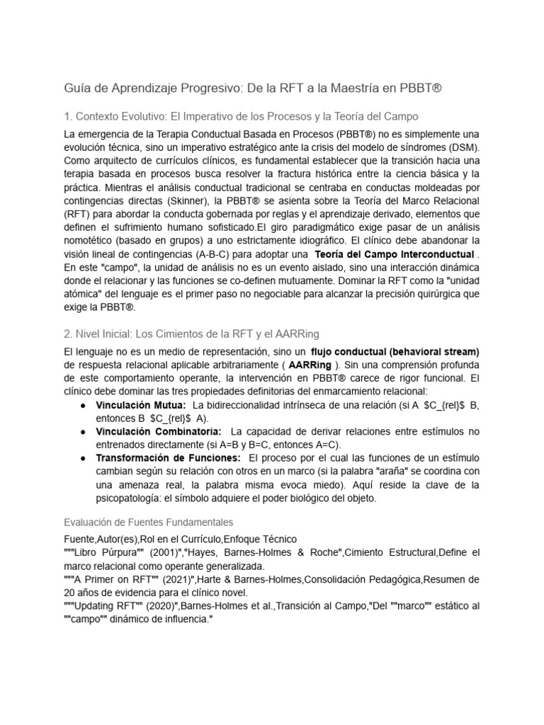 Guía de Aprendizaje Progresivo- De la RFT a la Maestría en PBBT® | PDF ...