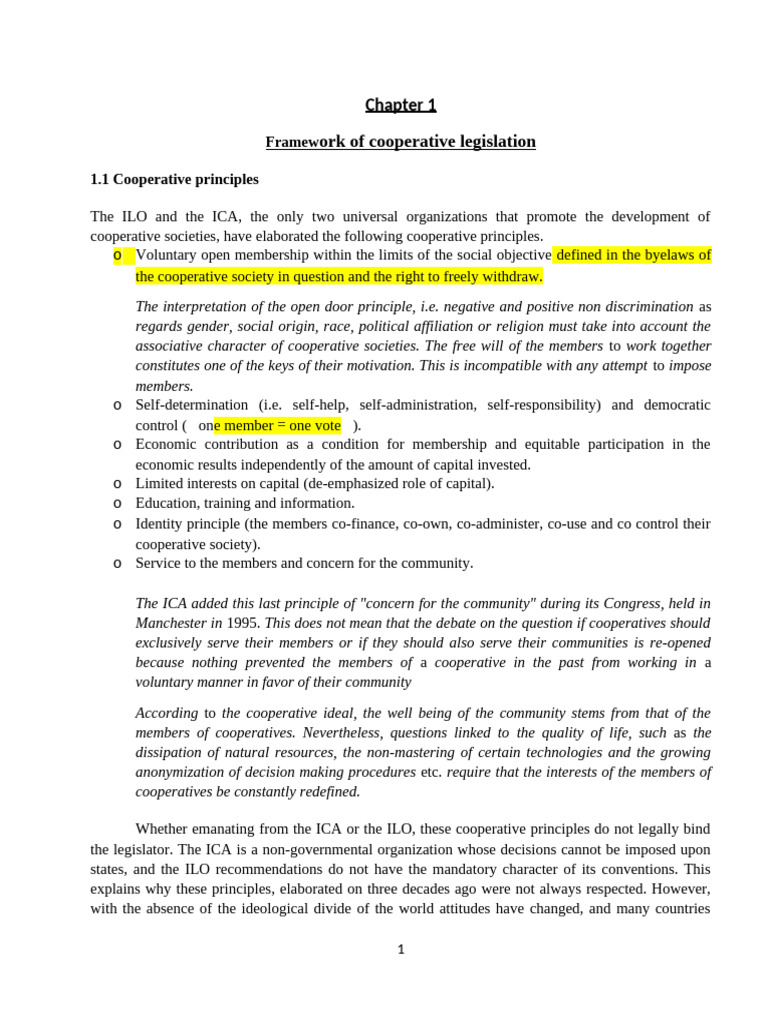 ch-1 frame work of cooperative legislation | PDF | Cooperative | Justice