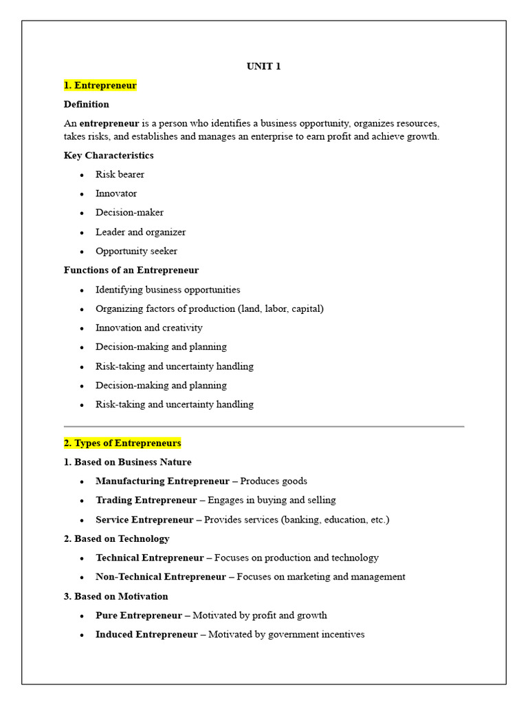 Ed Complete Units Notes | PDF | Entrepreneurship | Taxes