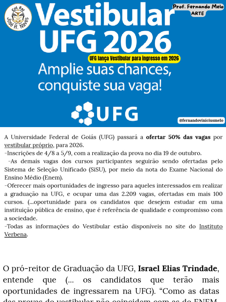 UFG Lança Vestibular 2026 | PDF