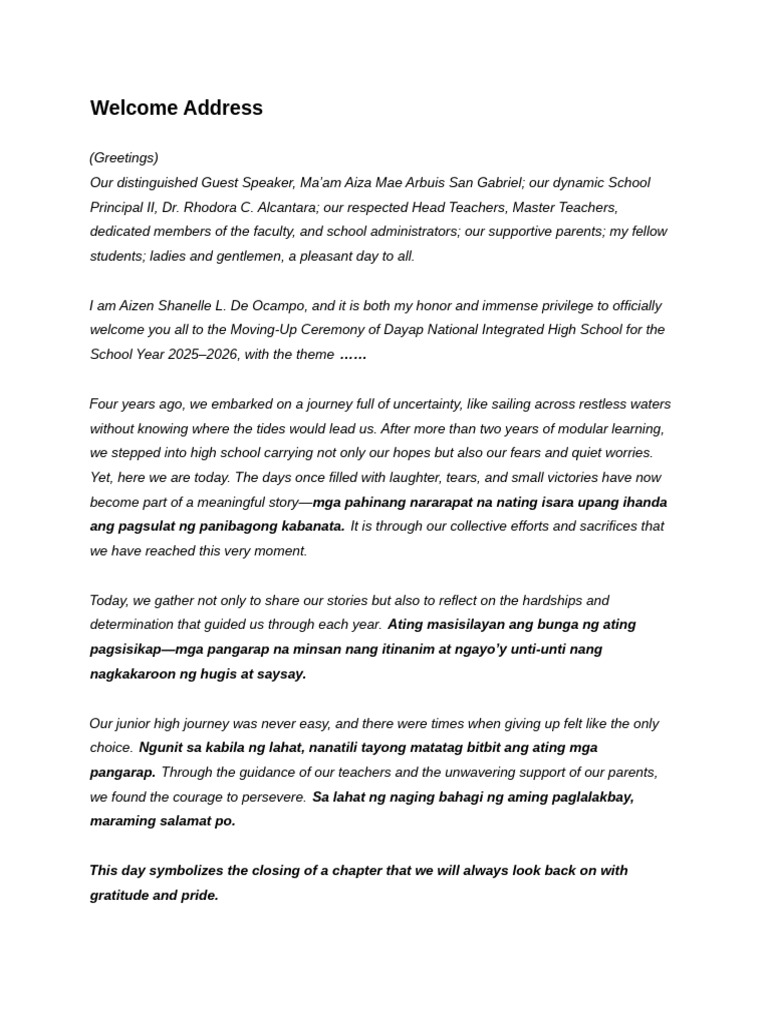 Welcome Address.revised | PDF
