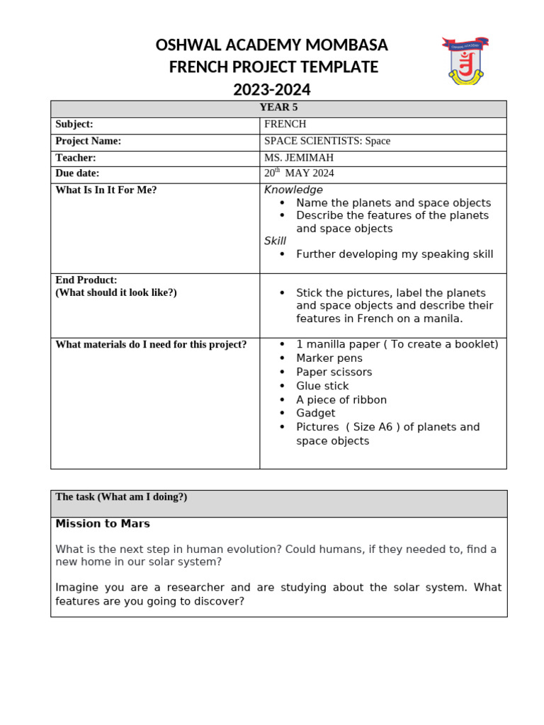 Student Project Template Yr 5 | PDF | Human Communication | Linguistics