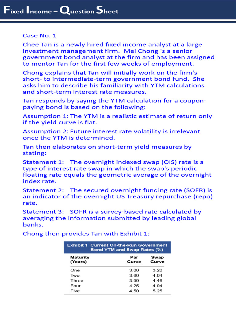 Fixed Income - Question Sheet | PDF | Bonds (Finance) | Credit Default Swap