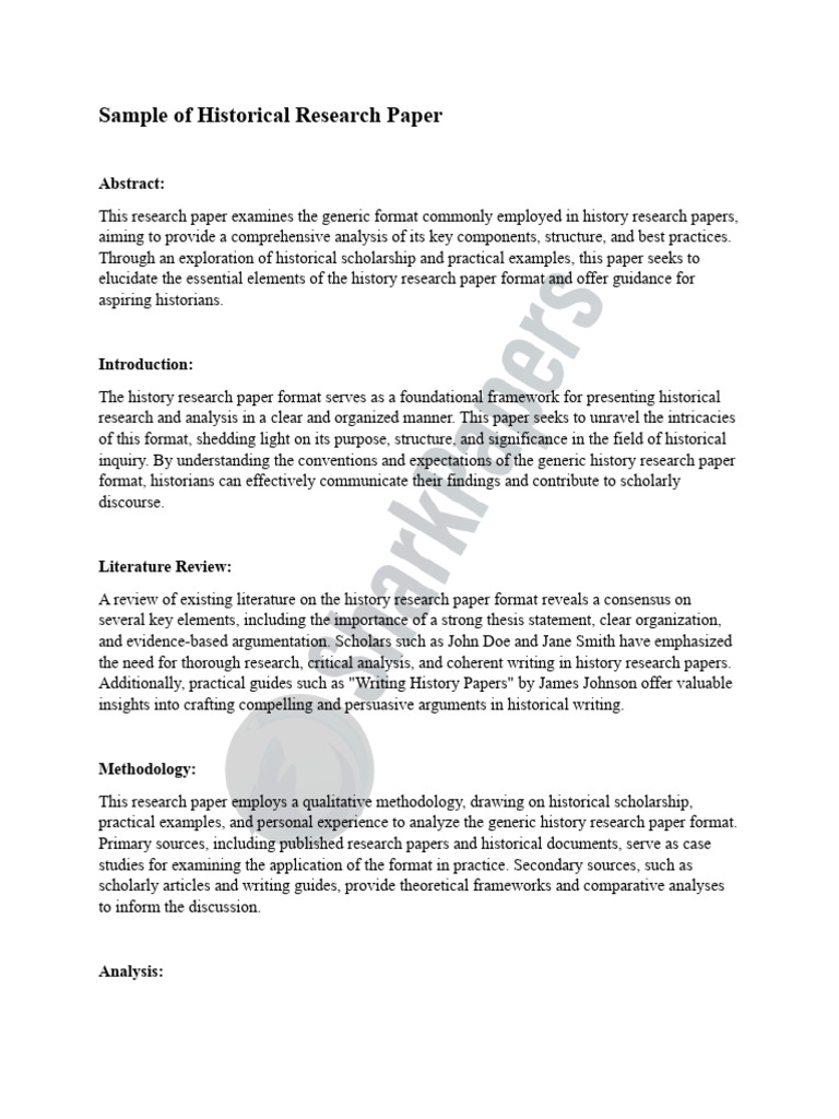 Sample of Historical Research Paper PDF | PDF | Analysis | Methodology