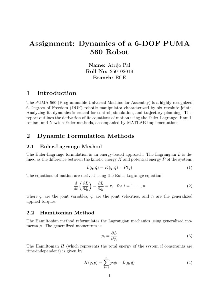 Dynamics Assignment | PDF | Hamiltonian Mechanics | Lagrangian Mechanics