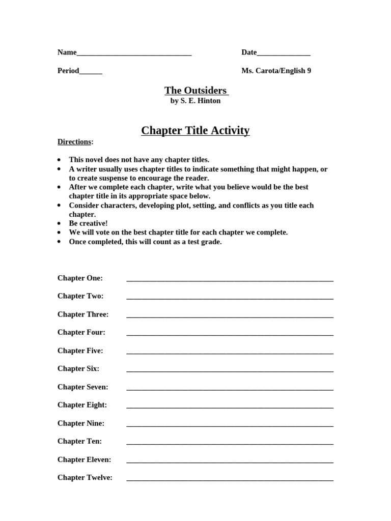 Chapter Title Activity | PDF